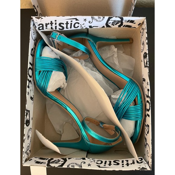 NEW -Brash Metallic Turquoise Blue Odessa Heels - Sz 9.5 - Picture 6 of 11